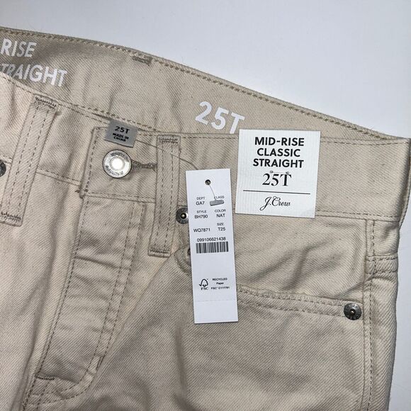 NWT J.Crew Mid-Rise Classic Straight 90's Jeans Natural Ecru Beige Women Tall 25 - Picture 8 of 9